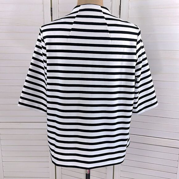 Chico's Jacket Size 1 (8) Ponte Striped Black & White - Picture 8 of 16